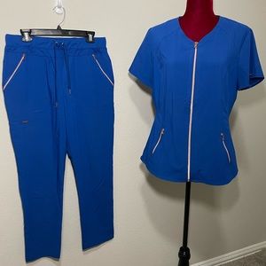 Cherokee Statement Scrub Set Royal Blue  Medium